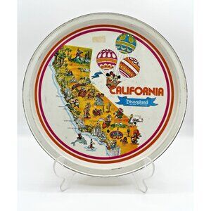 Vintage Disney Metal Tin Serving Tray Disneyland California 11" Walt Disney
